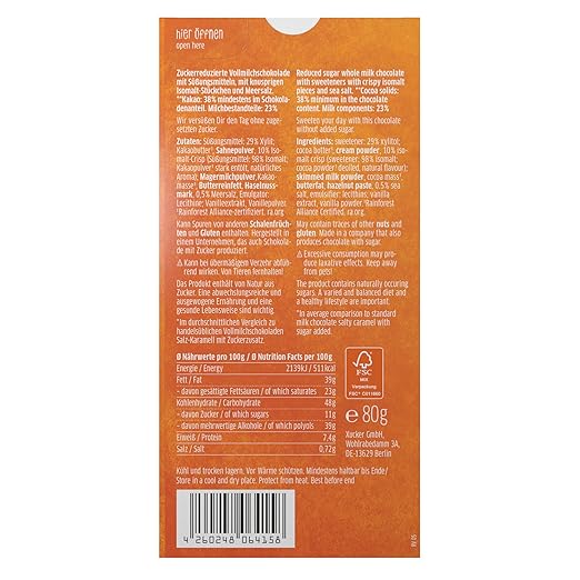 უშაქრო, უშაქრო შოკოლადი, მარილიანი კარამელის შოკოლადი